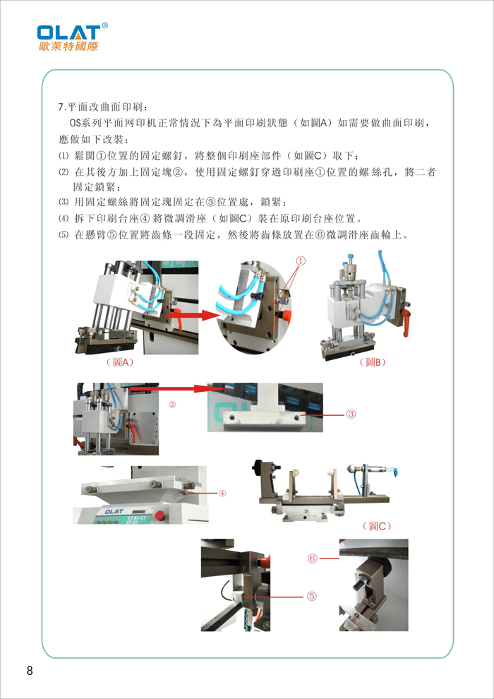 OLAT欧莱特曲面网印机系列操作手册