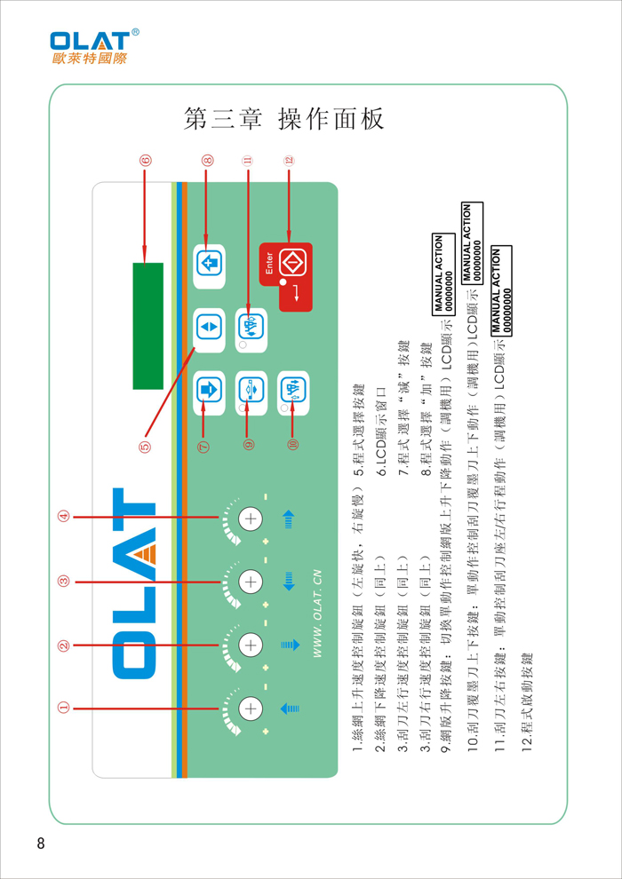 OLAT欧莱特平曲网印机系列操作手册